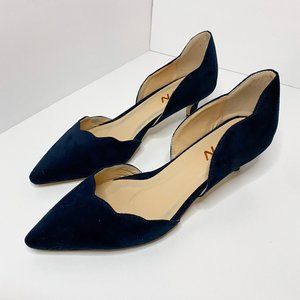 YDN D'orsay Pointed Toe Kitten Heel Slip On Pumps